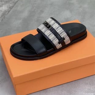 1:1 Cross-Border Original Label Original Box Designer Slides Luxury H Slides Genuine Leather Outdoor Portable Beach Flat Slides