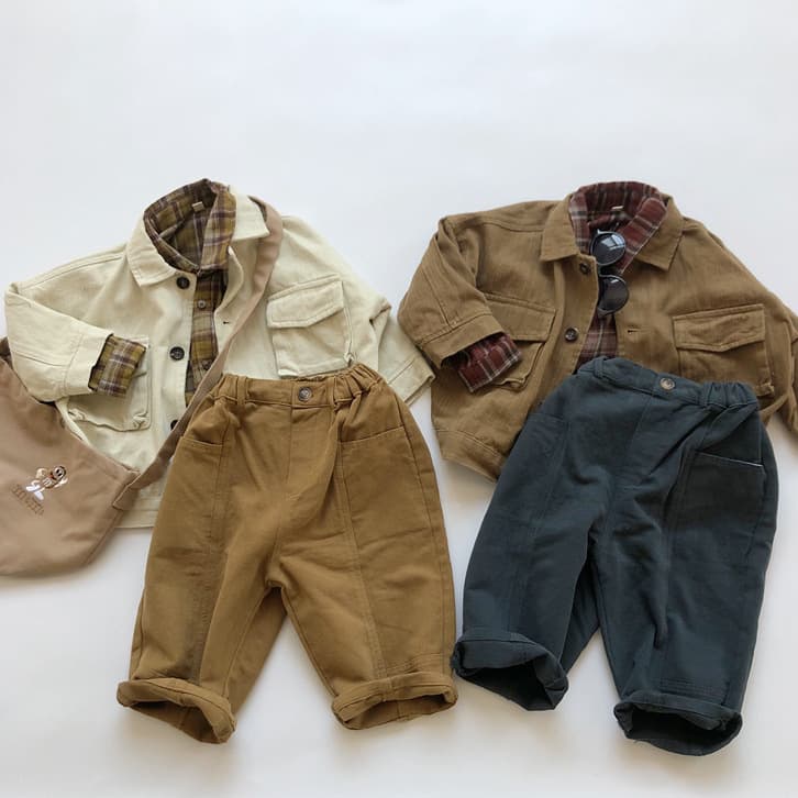 Kaqi Huangzai [Processing and Customization] Children's Jacket for Boys and Girls Korean Style Casual Baby Lapel Work Jacket