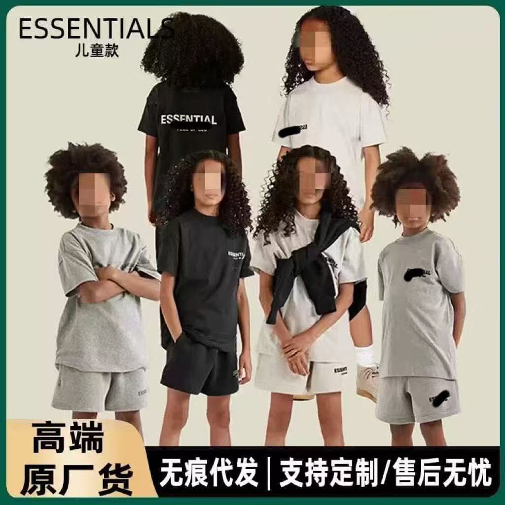 Premium Original Essentials Kids T-Shirt Short Sleeve Streetwear High-End Boys Girls Parent-Child Matching