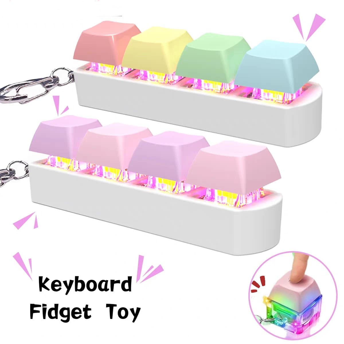 LED Keyboard Key Toy Stress Relief DIY Fidget Button Keycap