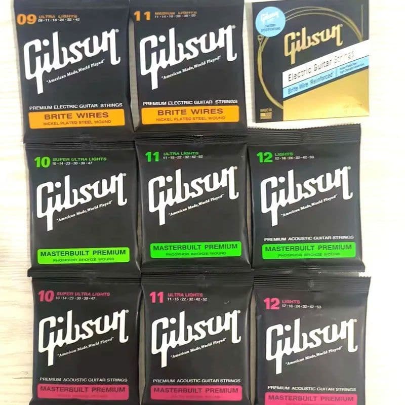 Gibson Guitar Strings Electric Guitar Strings Acoustic Guitar Strings Phosphor Bronze Brass Nickel-Plated 11-52 Gauge Master
