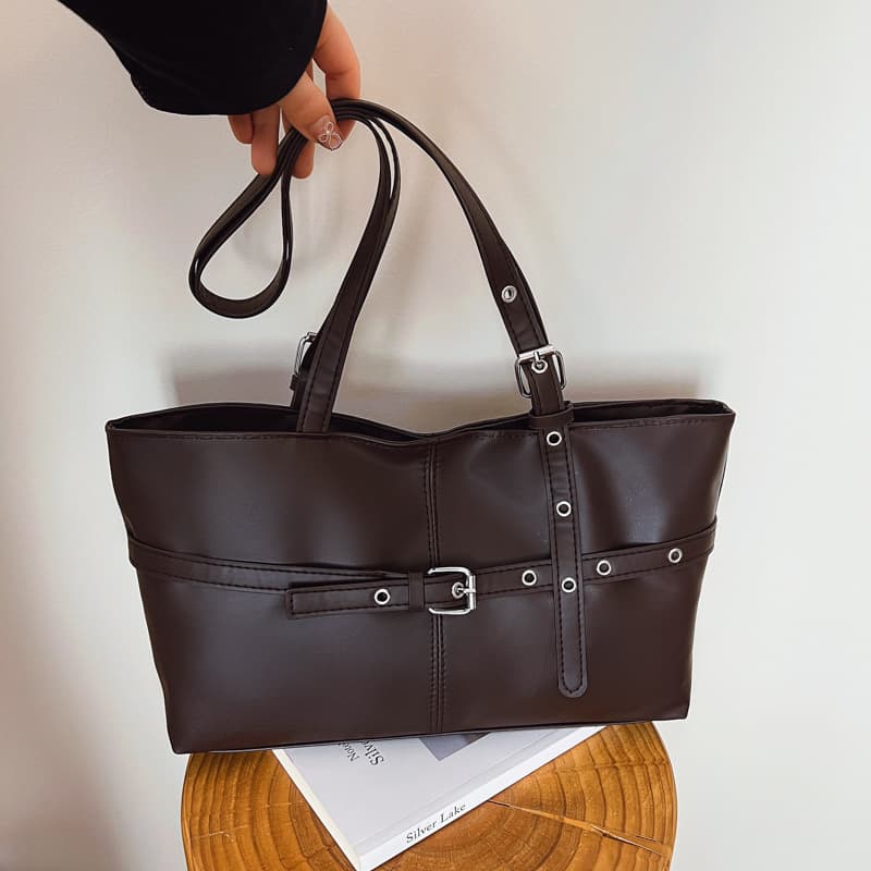Vintage Large-Capacity Women's Bag 2026 New Trendy Fashion Korean Style Tote Bag Niche Shoulder Underarm Bag Biker Bag