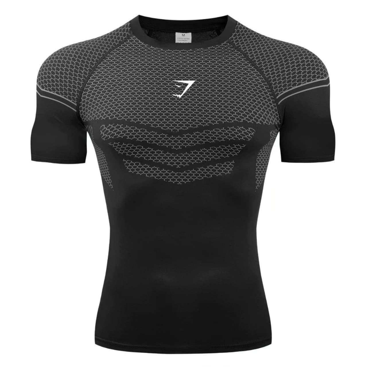 GYMSHARK / ONYX5 Men's T-Shirt, Sports Fitness Quick-Dry Breathable Elastic Round Neck Short Sleeve Compression Training Top