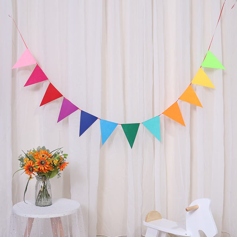 Triangle Felt Pennant Decorations for Birthday Party Streamers, Children's Room and Kindergarten Hanging Ornaments Wholesale