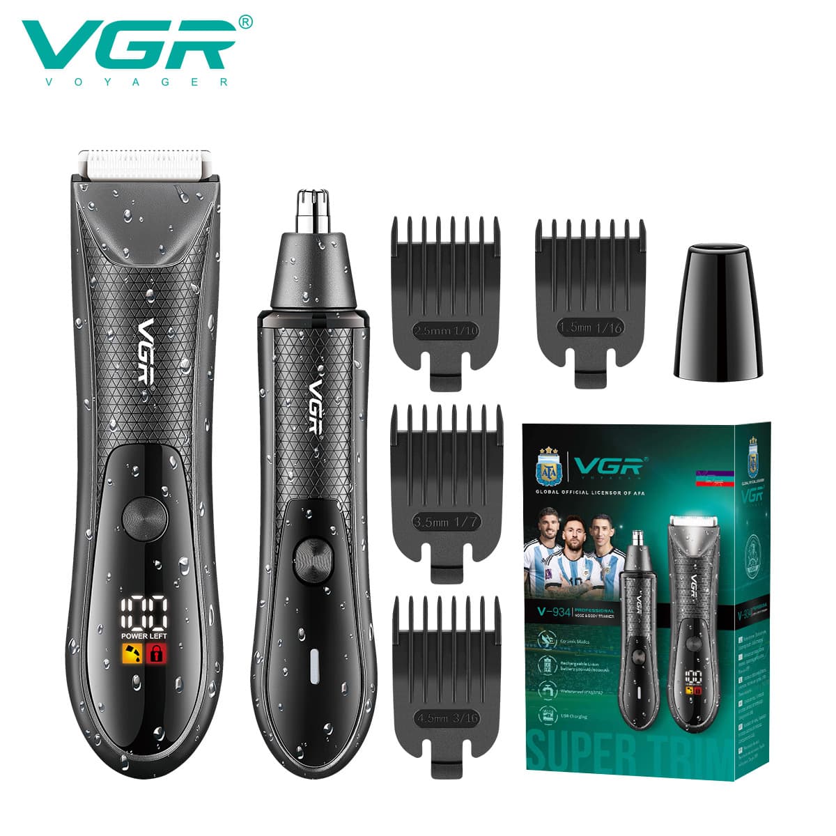 VGR934 Electric Hair Trimmer for Men Full Body Washable LCD Display Nose Hair Trimmer Ceramic Blade Non Waterproof Brush Motor