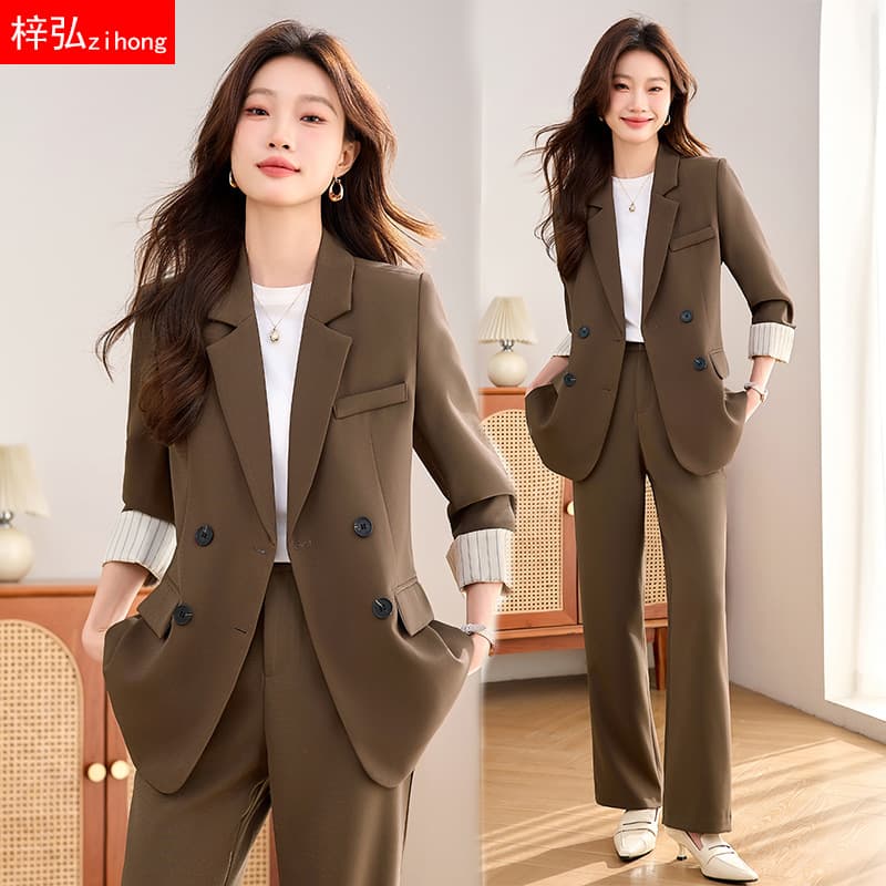 Brown Suit Set for Women 2025 New Spring/Autumn Professional Formal Wear High-End Casual Blazer Two-Piece Set