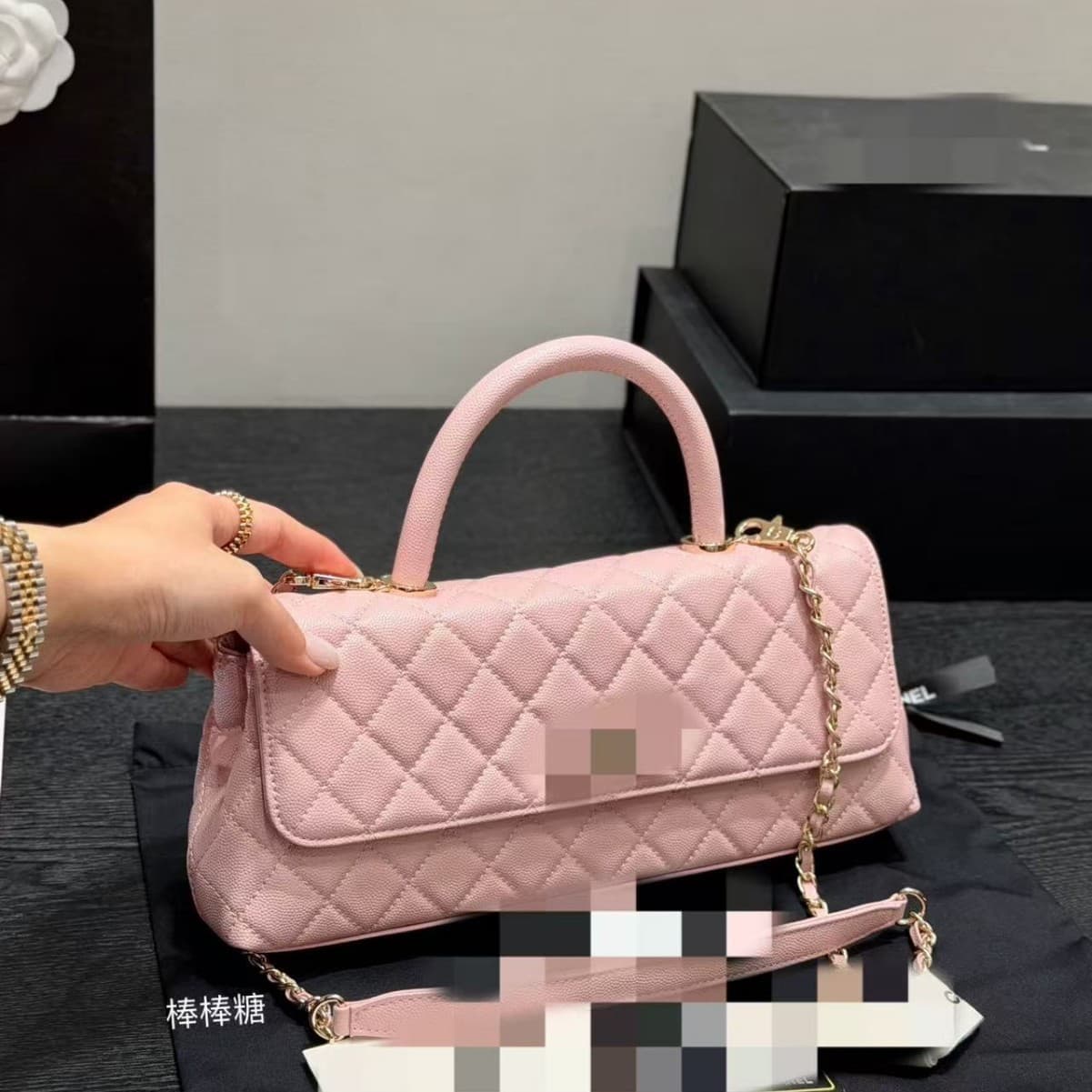 2026 New Style Chanel-Inspired Cross-Border Elegant Caviar Coco Handle Quilted Women's Handbag