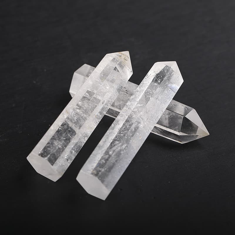 Natural White Crystal Column Single Crystal Raw Stone Ornament, Six-Prism Tea Yellow Purple Raw Mineral Specimen, White Striped Himalaya