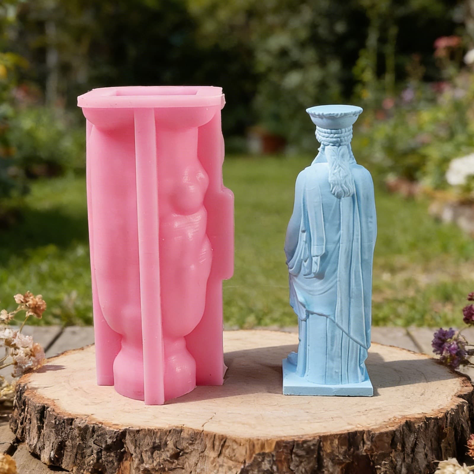 Column Female Sculpture Decorative Candle Plaster DIY Plaster Ornament Candle Holder Silicone Mold W0771
