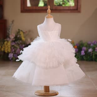 Luxury High-End Children Formal Dress Princess Gown Girls Tulle Flower Girl Wedding Dress Niche Birthday Elegant Performance Outfit