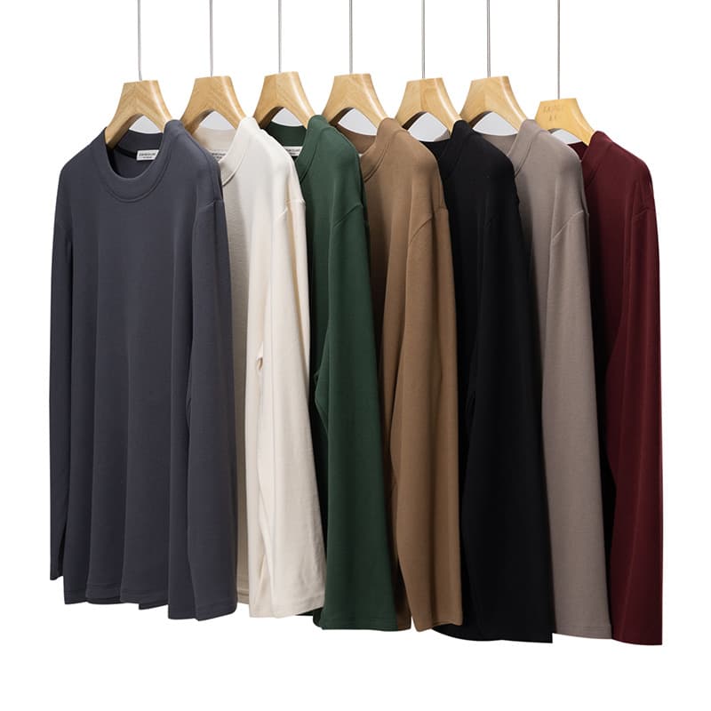 【Double-Sided German Velvet Thickened Long Sleeve】Plus Size Men's Clothing Solid Color Versatile Round Neck Constant Temperature Warm Winter Base Layer for Men