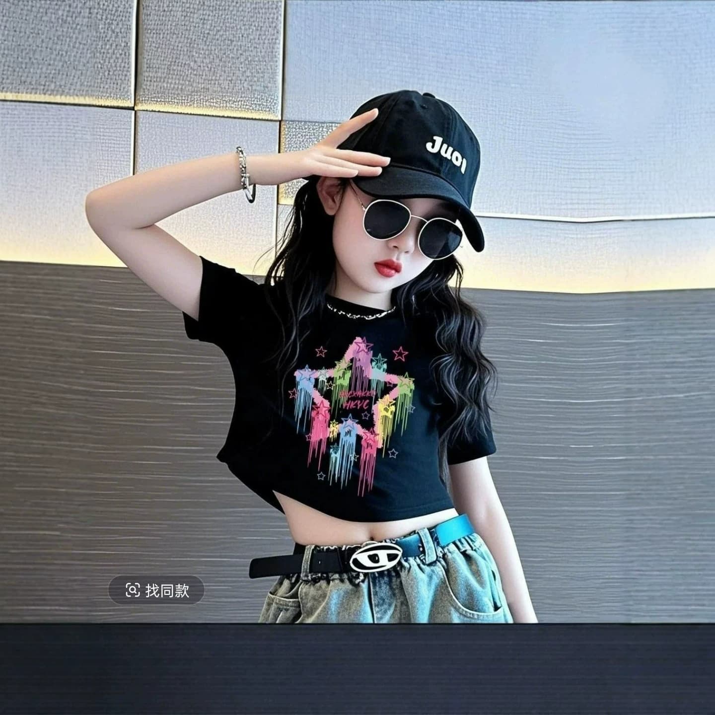 Pure Cotton Girls Short Sleeve T-Shirt Summer New Trendy Casual Crop Top Kids Undershirt