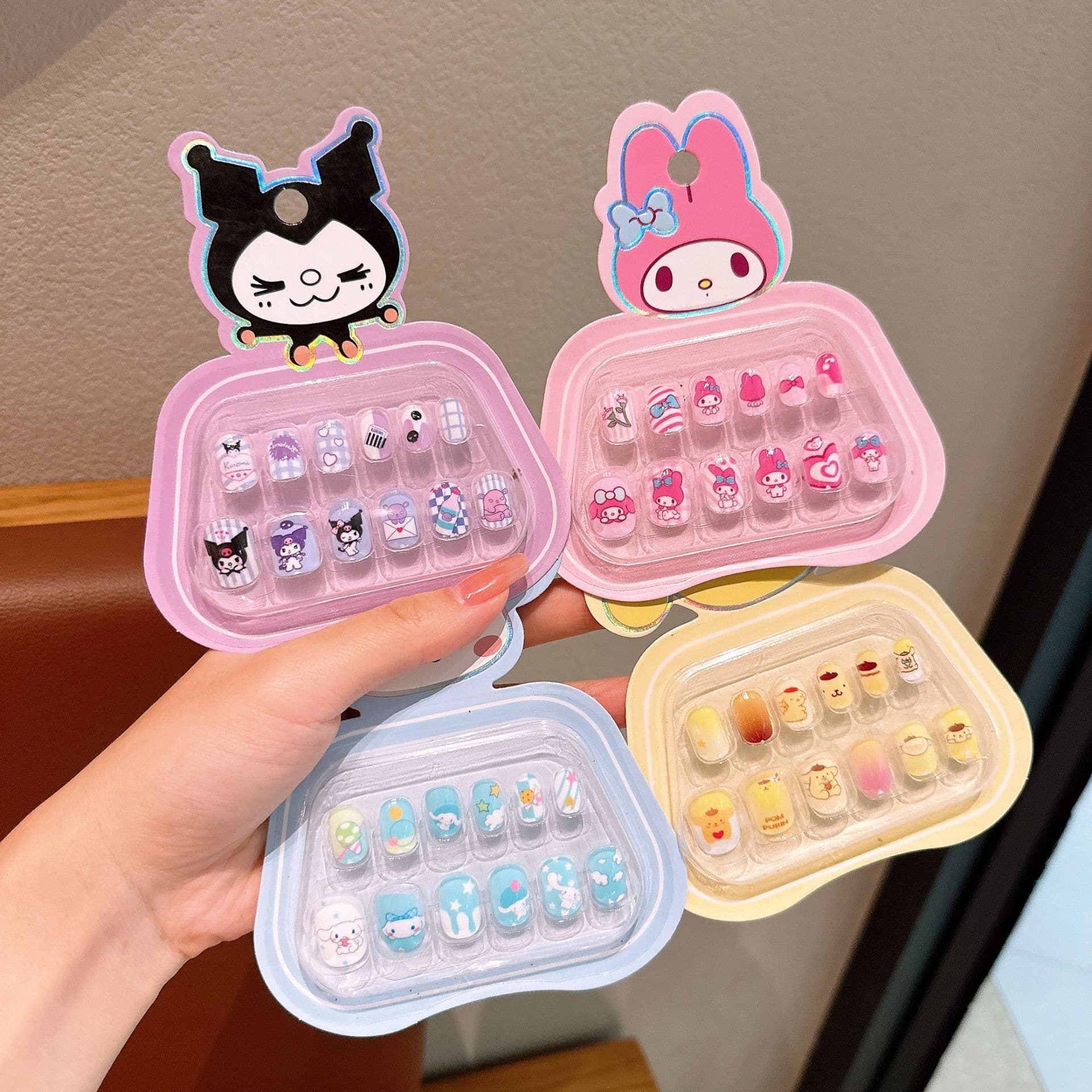 Children's Kuromi Cartoon Baby Wearable Nail Art for Little Girls, Cute Press-On Nails, Waterproof Nail Stickers