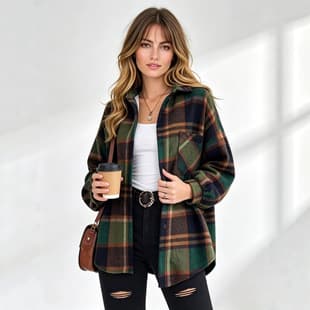 Plaid Flannel Shirt Women's Loose Boyfriend Button Down Shirt Long Sleeve Casual Flannel Shirt Top