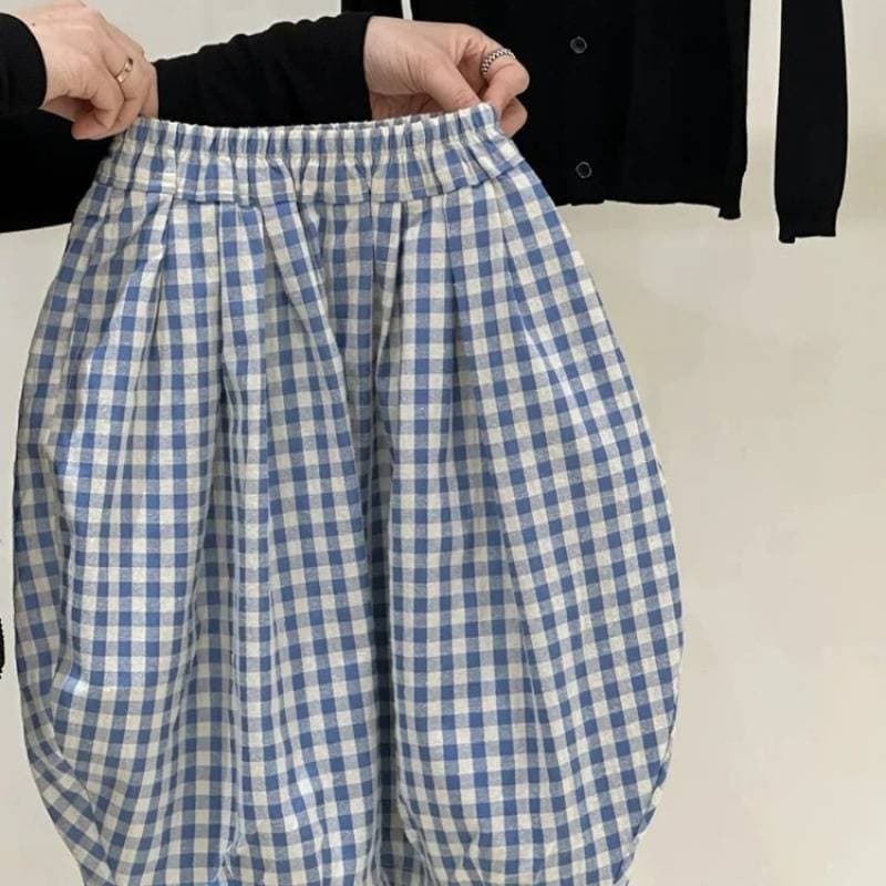 Korean Children's Spring Mosquito-Proof Pants, Fashionable Checkered Bloomers for Toddlers and Kids, Boys and Girls Pants 0033A081