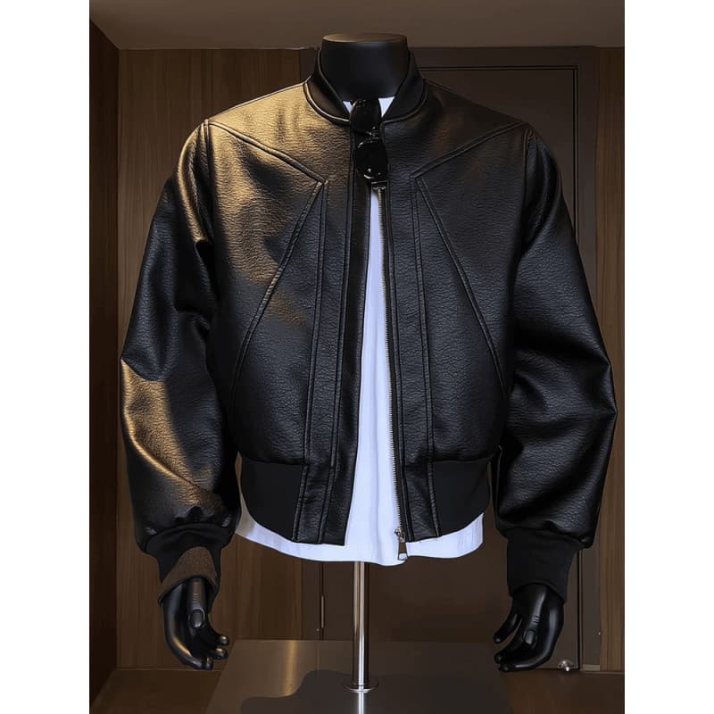 2025 Autumn/Winter New Men's Leather Jacket American Retro Vintage Cracked Leather Coat Short Motorcycle Biker Jacket