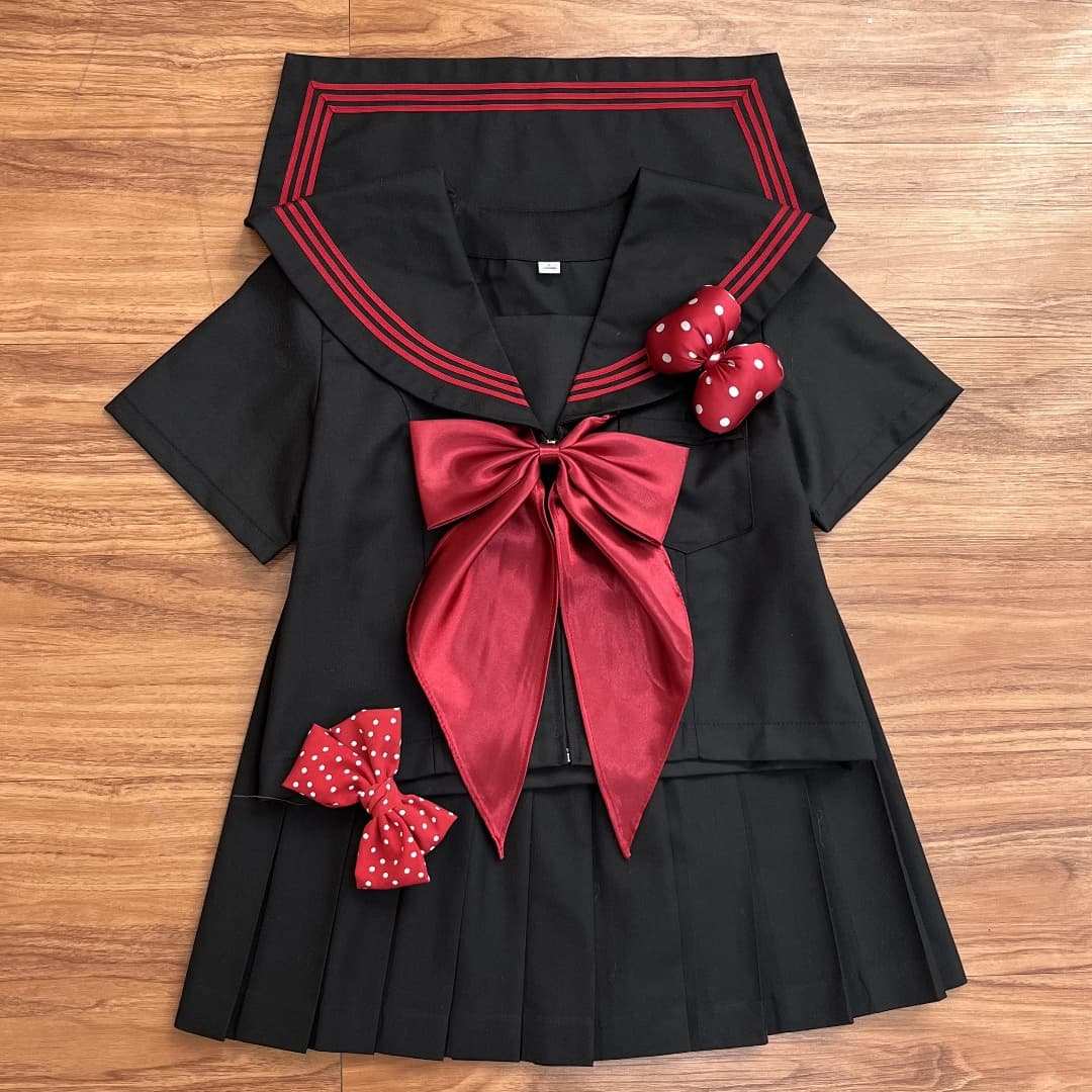 JK Sailor Uniform Authentic Three-Stripe School Uniform Japanese Style Classic Middle School Class Uniform Set