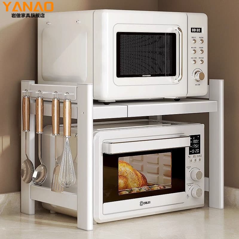 German Import Kitchen Microwave Oven Storage Rack, Home Oven Multi-functional Shelf, Countertop Multi-layer Two Rice Cooker Stand