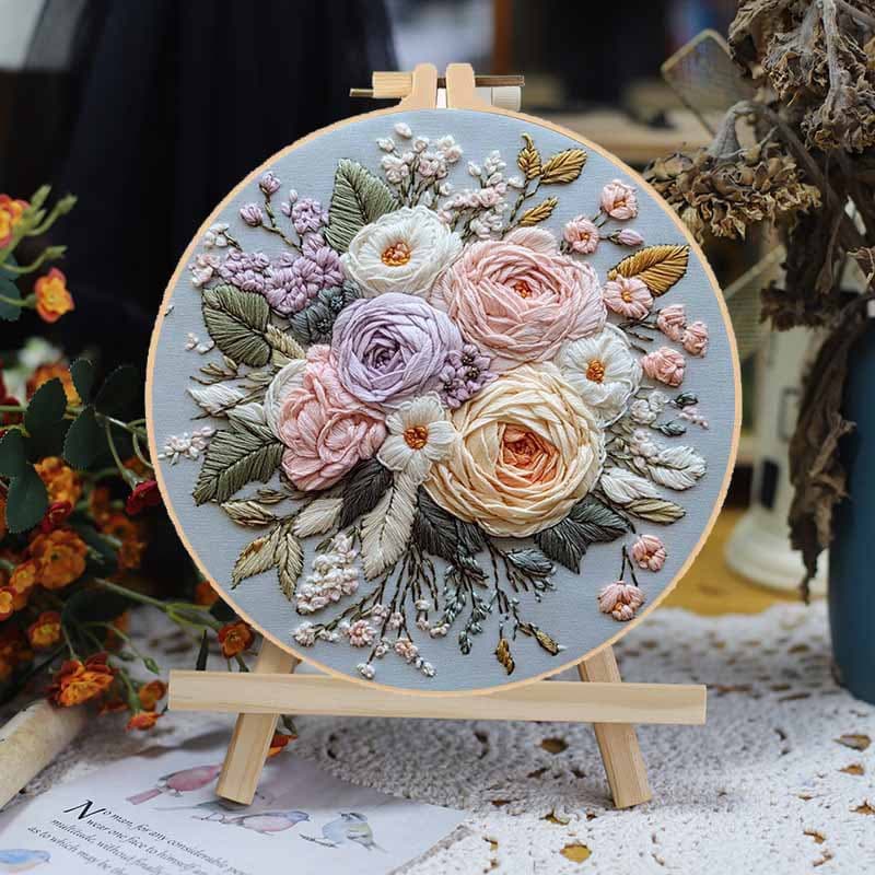 Original Handheld Bouquet Cross-Border Hand Embroidery DIY Material Kit European DIY Set Fresh Home Decoration