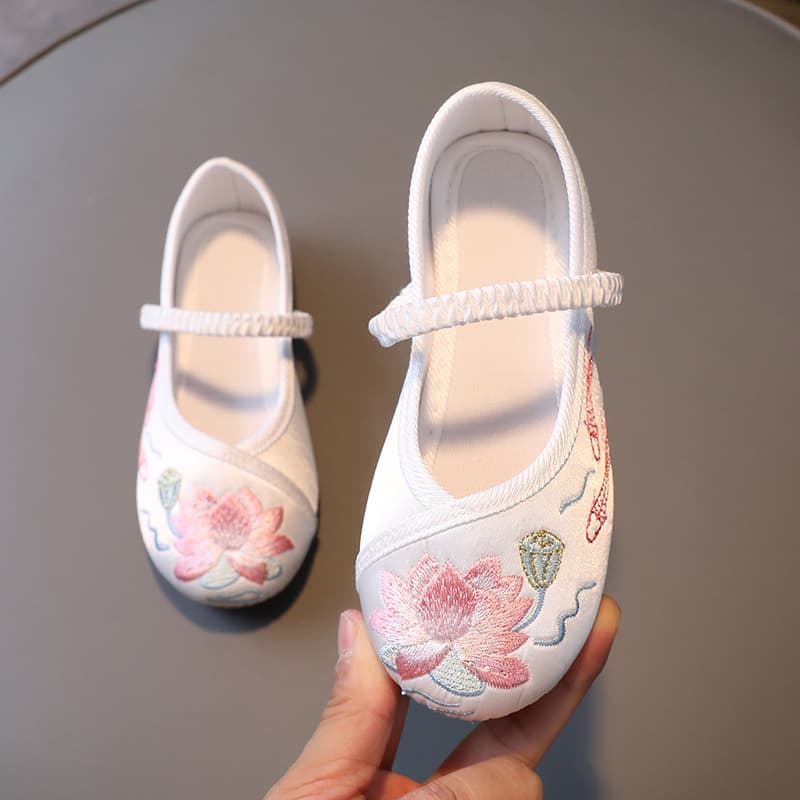 Hanfu Shoes for Girls, Ancient Chinese Style Children's Embroidered Shoes, Chinese Princess Shoes, Traditional Beijing Tang Cloth Shoes, Summer