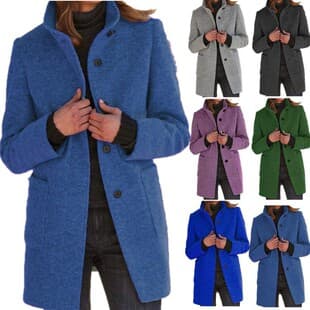 2026 Autumn/Winter Cross-Border European and American Women's Fashion New Arrival Amazon eBay Vintage Solid Button Stand Collar Wool Coat