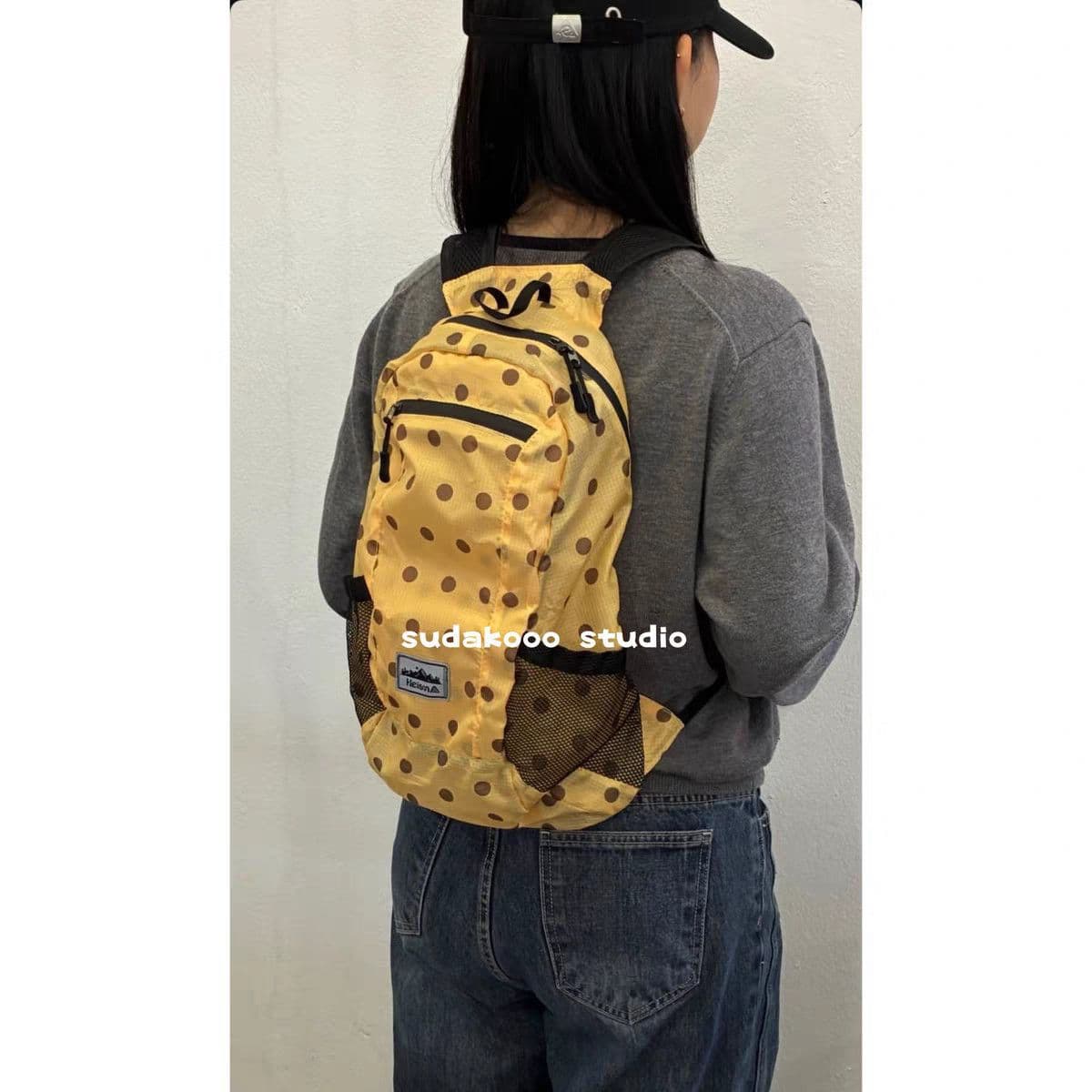 [Confirmed] Sudakooo Korean New Heisan25 Autumn Nylon Lightweight Polka Dot Korean Style Backpack