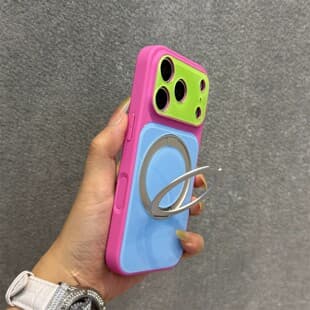 For Apple 17 Phone Case, Dopamine Contrast Color 360 Rotating Magnetic Stand, Apple 16 Pro Max Protective Case