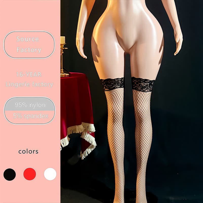 European and American Style Sexy Lingerie for Teasing and Teasing, Lace Patchwork Fishnet Stockings, Pure Desire Lingerie Ct04