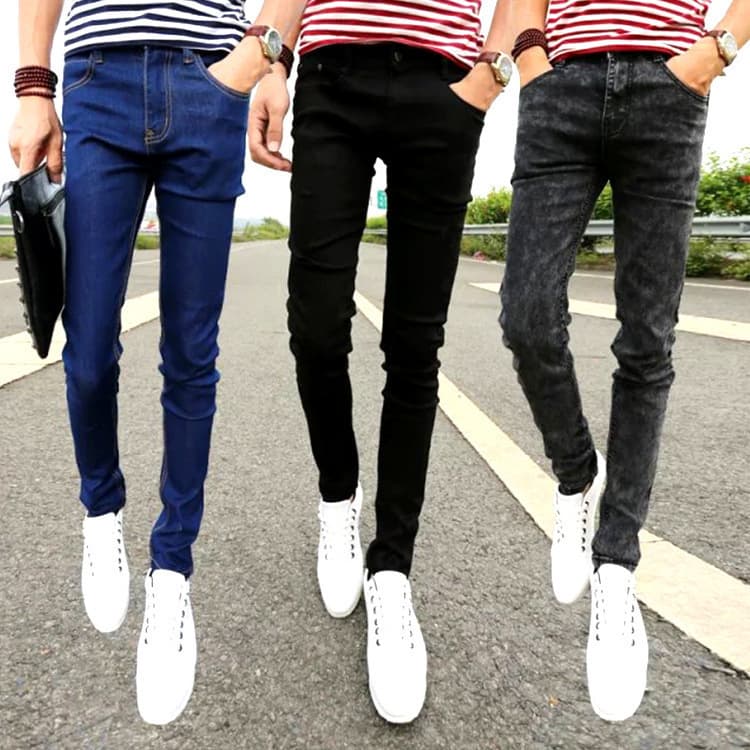 Factory Direct Black Jeans Korean Style Men's Blue Jeans Slim Fit Pants Men's Denim
