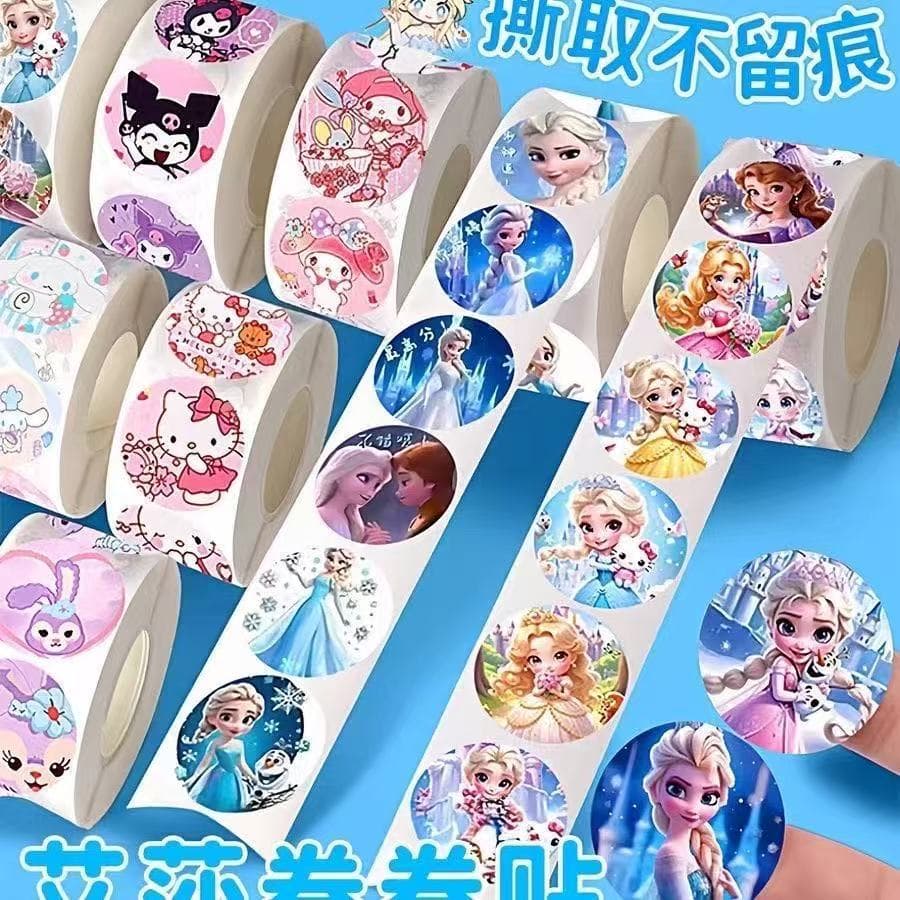500pcs Cute Cartoon Kuromi Melody Stickers for Kids, Student Reward Encouragement Decorative Creative Roll Stickers