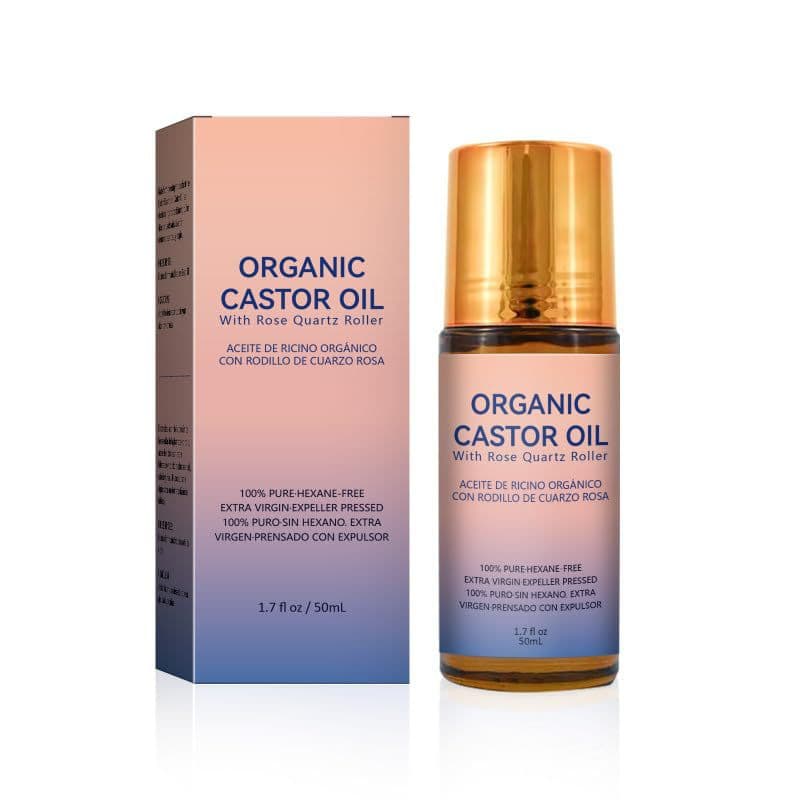 Cross-border TK pink rose crystal roller ball castor oil rose quartz roller ball 50ml plant castor oil spot