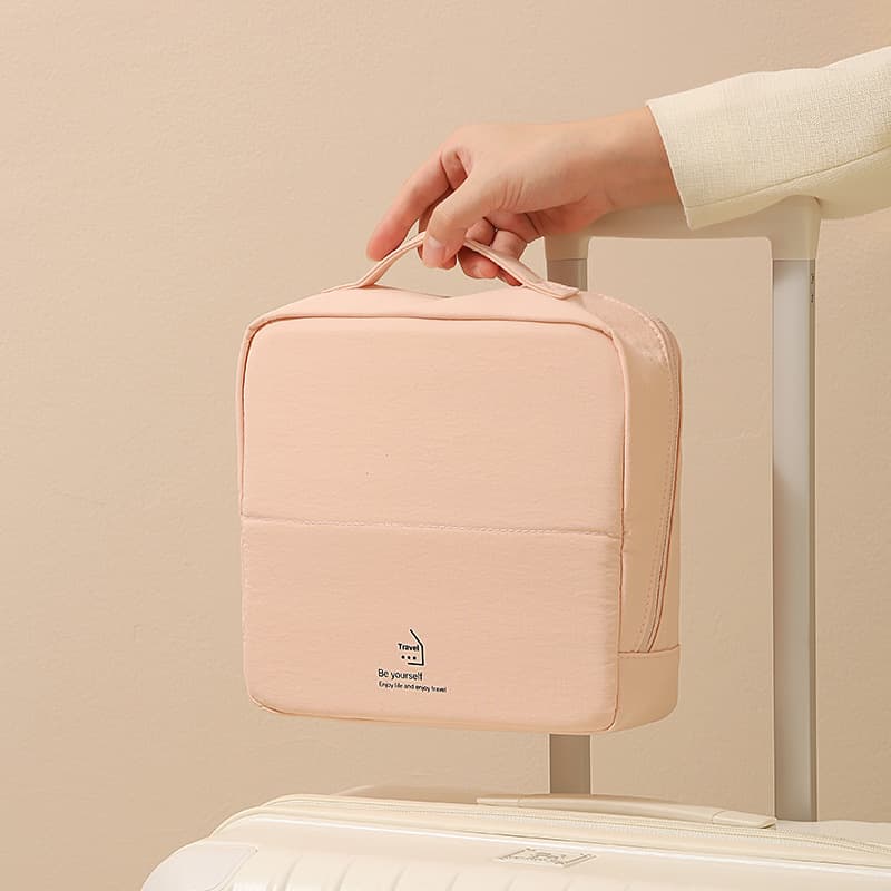 New Vertical Cosmetic Bag Large Capacity Portable Handheld Makeup Organizer Multi-Functional Travel Toiletry Bag