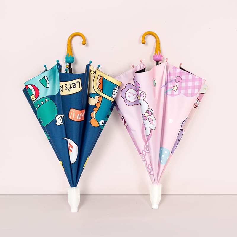 Safe children's rain umbrella for girls and boys, elementary school students, straight or curved long handle dual-purpose umbrella for preschoolers