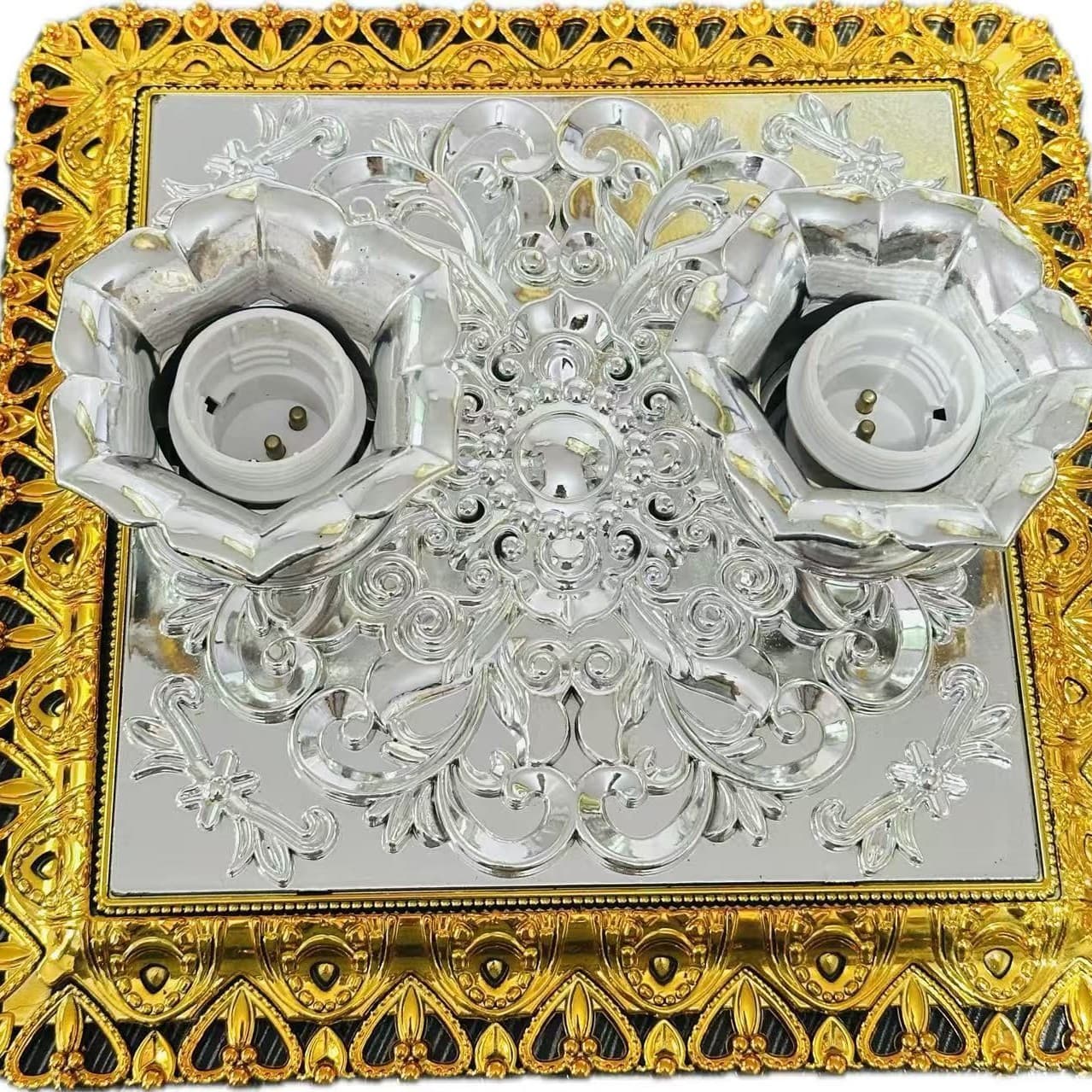 High-Power Large Round Plate Square Plate Series Screw Thread Surface-Mounted Lamp Holder E27 Energy-Saving Lamp Screw Base Dual-Use