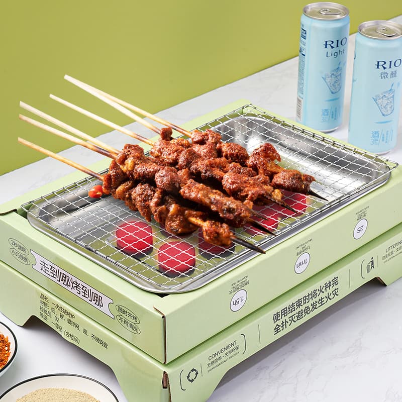 Disposable Self-Grilling BBQ Stove Tea Boiling Home Outdoor Charcoal Grill Camping Furnace