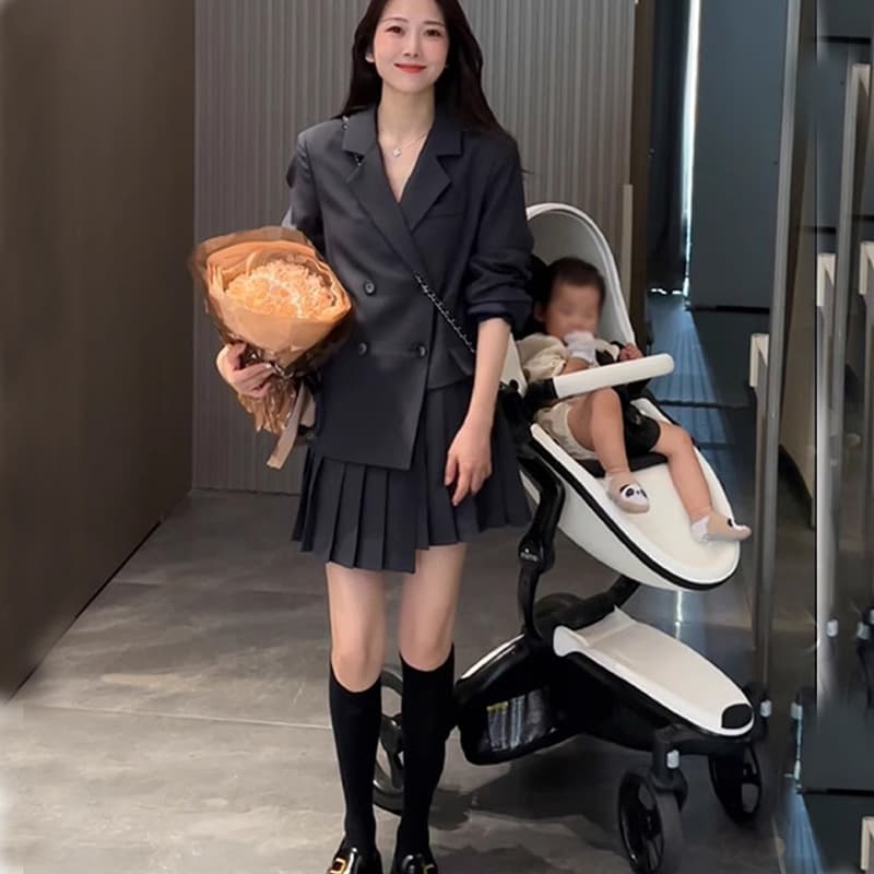 MX03 Plus Size Women's Suit Dress Dress, New Spring and Autumn Style, French Long Sleeve Faux Two-Piece Set Dress