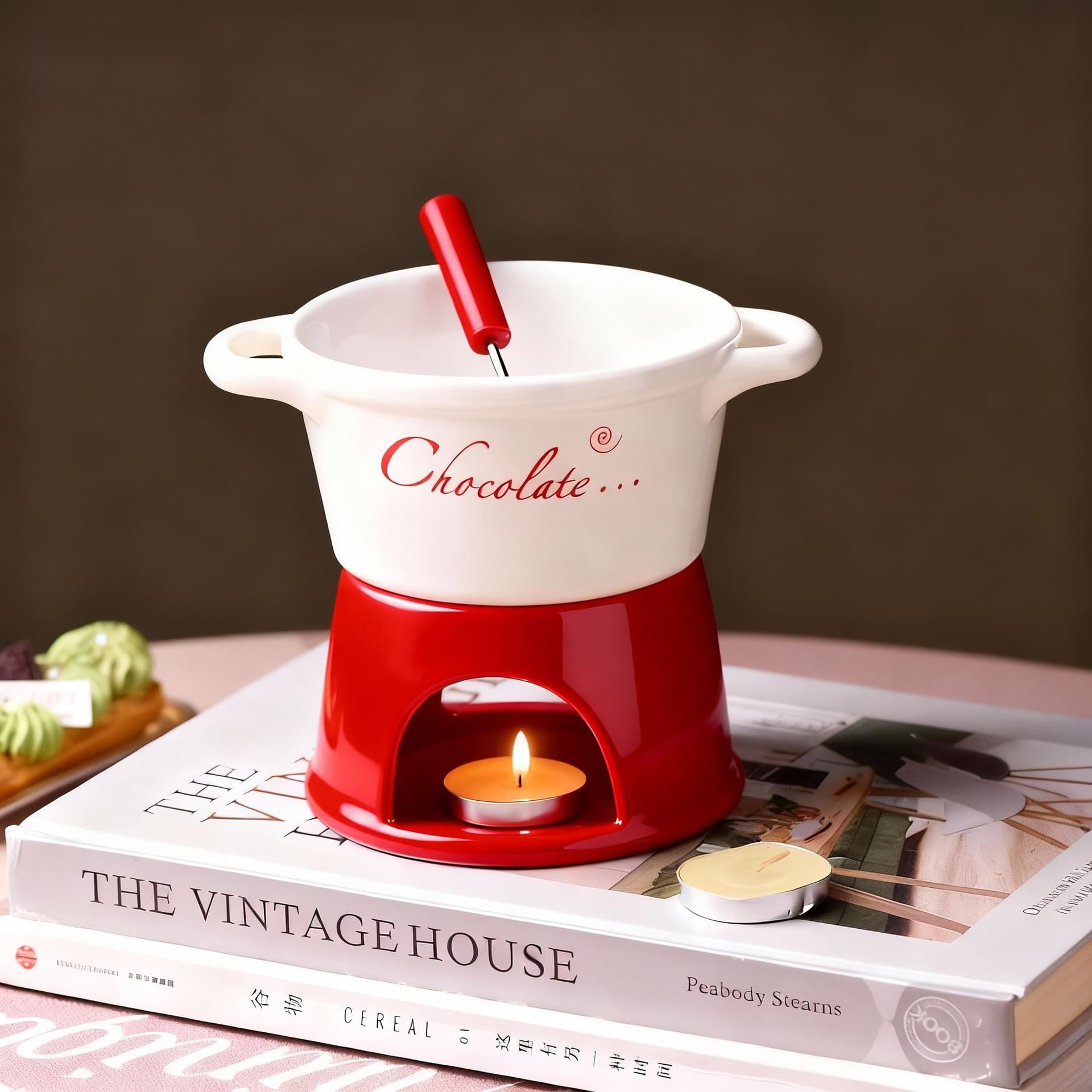 Cross-Border Household Ceramic Cheese Chocolate Cheese Double-Handle Hot Pot Cheese Stove Ice Cream Melting Hot Pot Stove