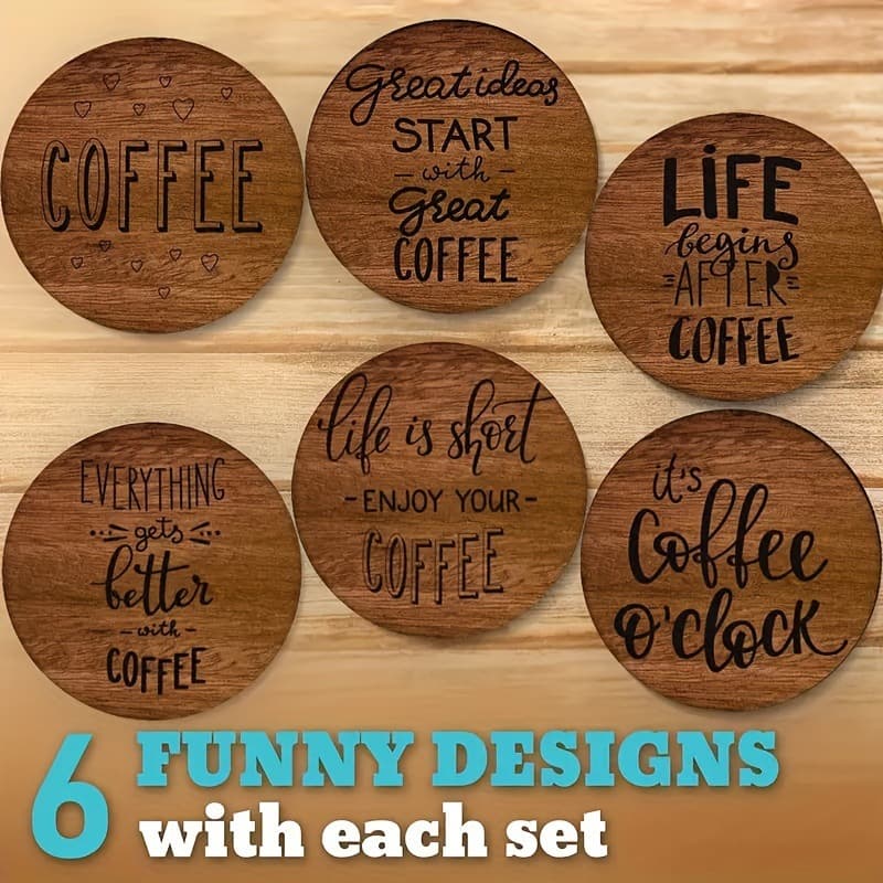 Bestselling 6-Piece Wooden Cat Silhouette Coasters, Featuring 6 Adorable Poses