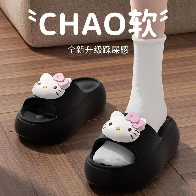 Invincible cuteness in summer ~ Beautiful women's EVA high-heeled slippers for outer wear, increased height, non-slip, cute bear head couple slippers