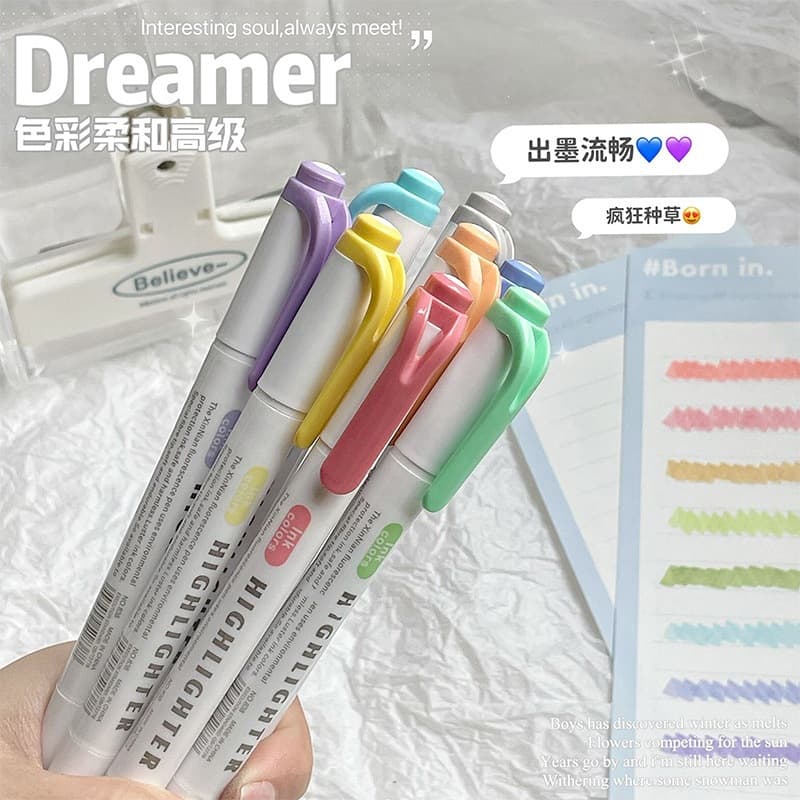 Zebra-style Dual-Head Highlighter 30 Colors Marker Pen for Underlining, No Bleed-Through, Stylish Student Colored Journal Pen