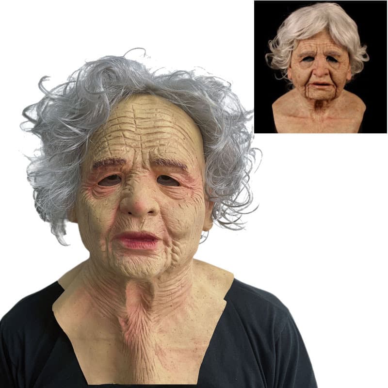 Halloween New Grandpa Wig Old Man Mask Headgear Factory Direct Sales Bald Old Man Head Horror Mask