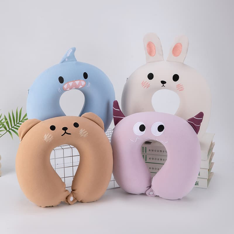 Cute cartoon U-shaped pillow, neck pillow, memory foam U-shaped pillow, memory pillow, travel pillow, new skin-friendly cartoon pillow