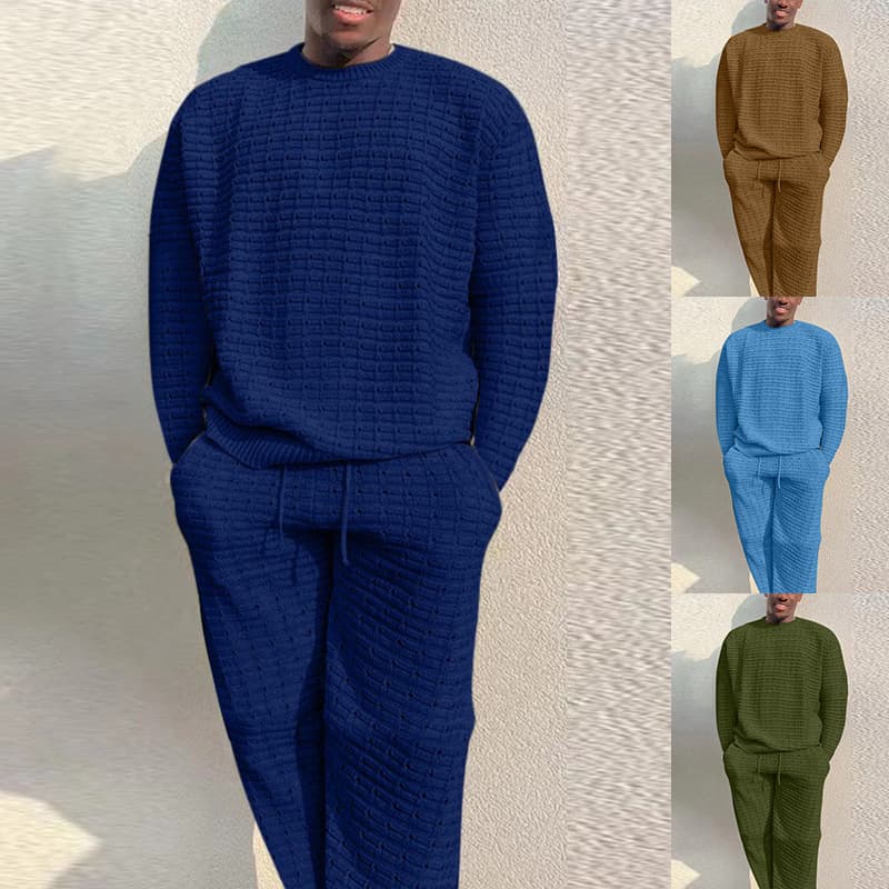 Cross-border EU/US Stock Men's Autumn/Winter Sports Suit Casual Men's Loose Long Sleeve Long Pants Two-Piece Set