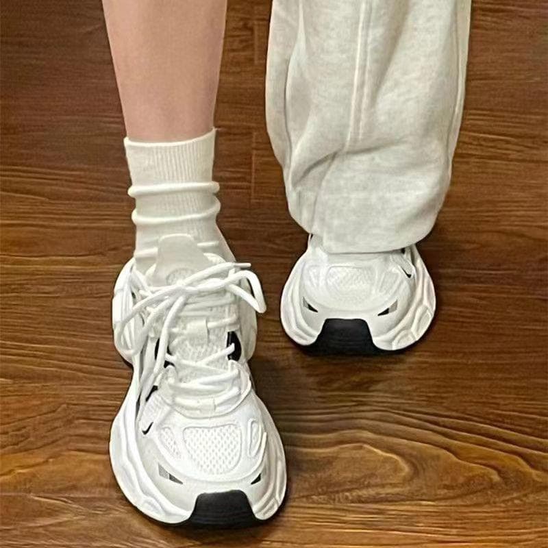 Korean Women's High School Dad Sneakers 2026 Summer New Style Versatile Mesh Breathable Ins Trendy Thick Sole Casual Sports Shoes