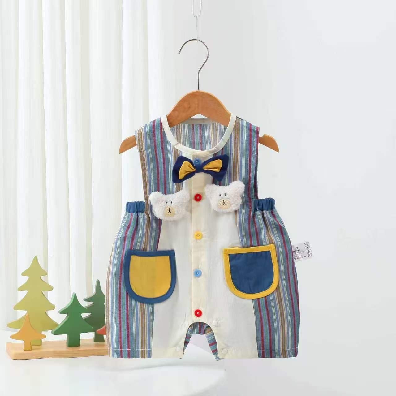 Small month-old dopamine wear sleeveless khaki summer thin baby clothes male baby summer handsome style jumpsuit