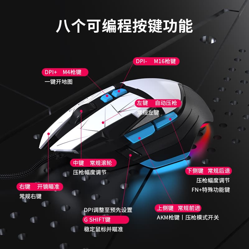 Cross-border G502 Esports Wireless Triple-Mode Wired Mechanical Micro Switch Mouse with Macros, DC Recoil Control, RGB for Gaming and Office