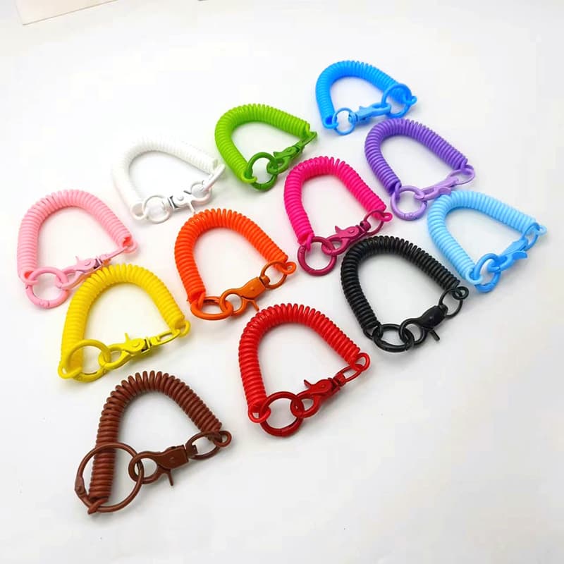 Colorful Lobster Buckle Paint Certificate Card Holder Lanyard Anti-Loss Spring Retractable Keychain Phone Lanyard Wholesale