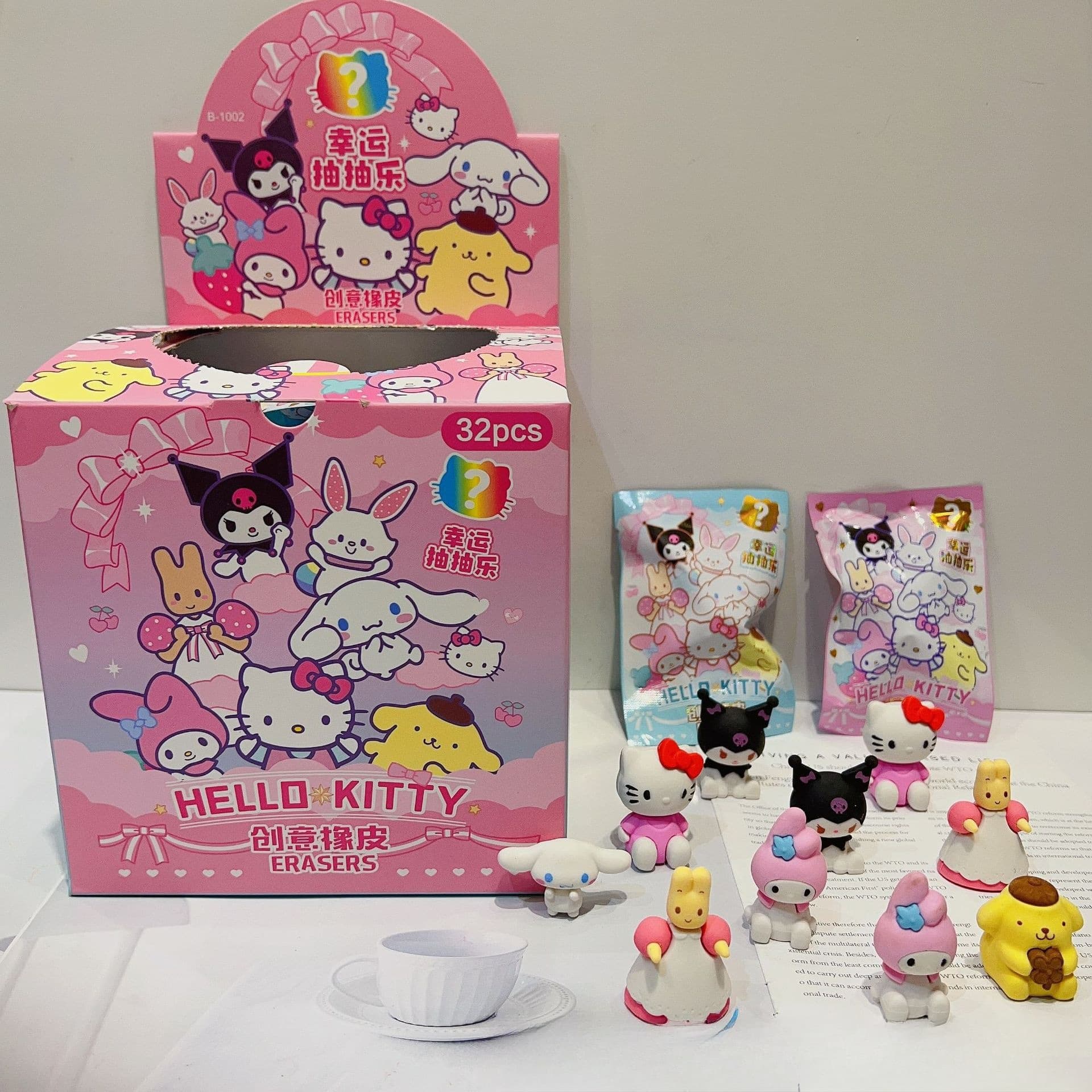 Sanrio Cartoon Cute Blind Bag Eraser, Fun Creative 3D Detachable Eraser for Kids, Stationery Wholesale