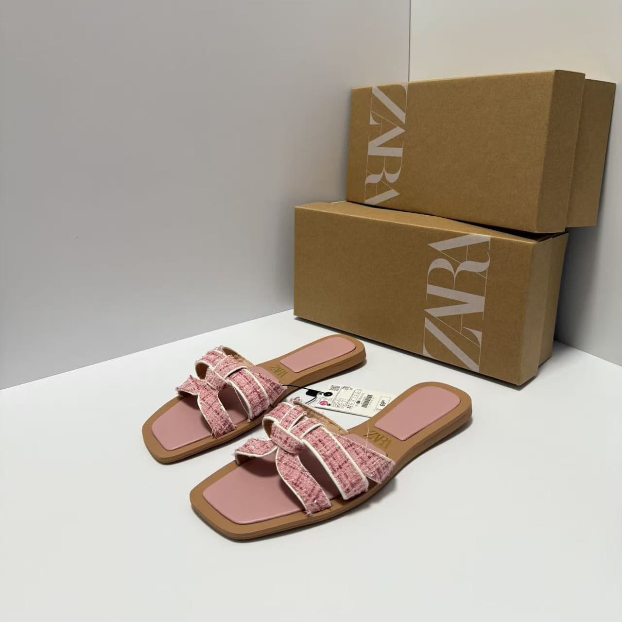 Original ZA2025 New Trendy Knotted Women's Slippers Cross-border Bestseller Flat Sandals Original Order Women's Sandals