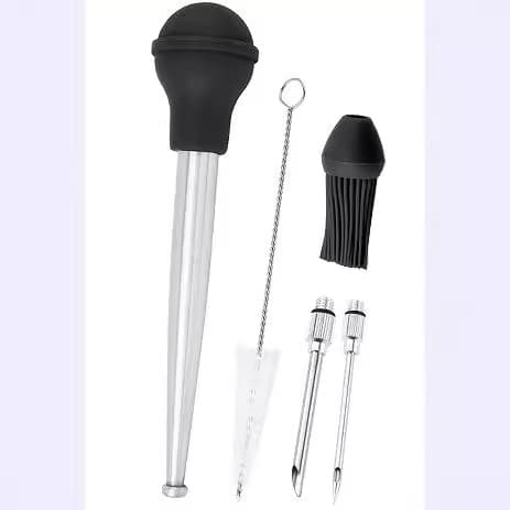 304 Stainless Steel Turkey Needle, Silicone Chicken Pump Turkey Seasoning Pump Tool Silicone Oil Suction Tube Cross-border Direct Supply BBQ